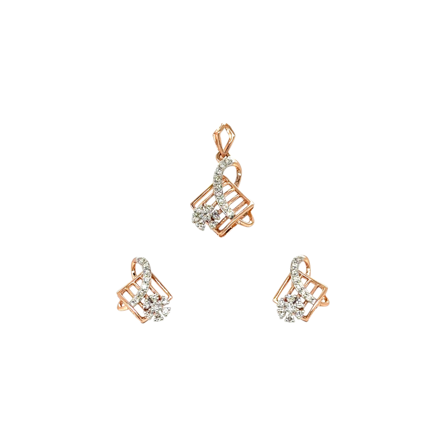 Stylish Rose Gold Diamond Pendant Set