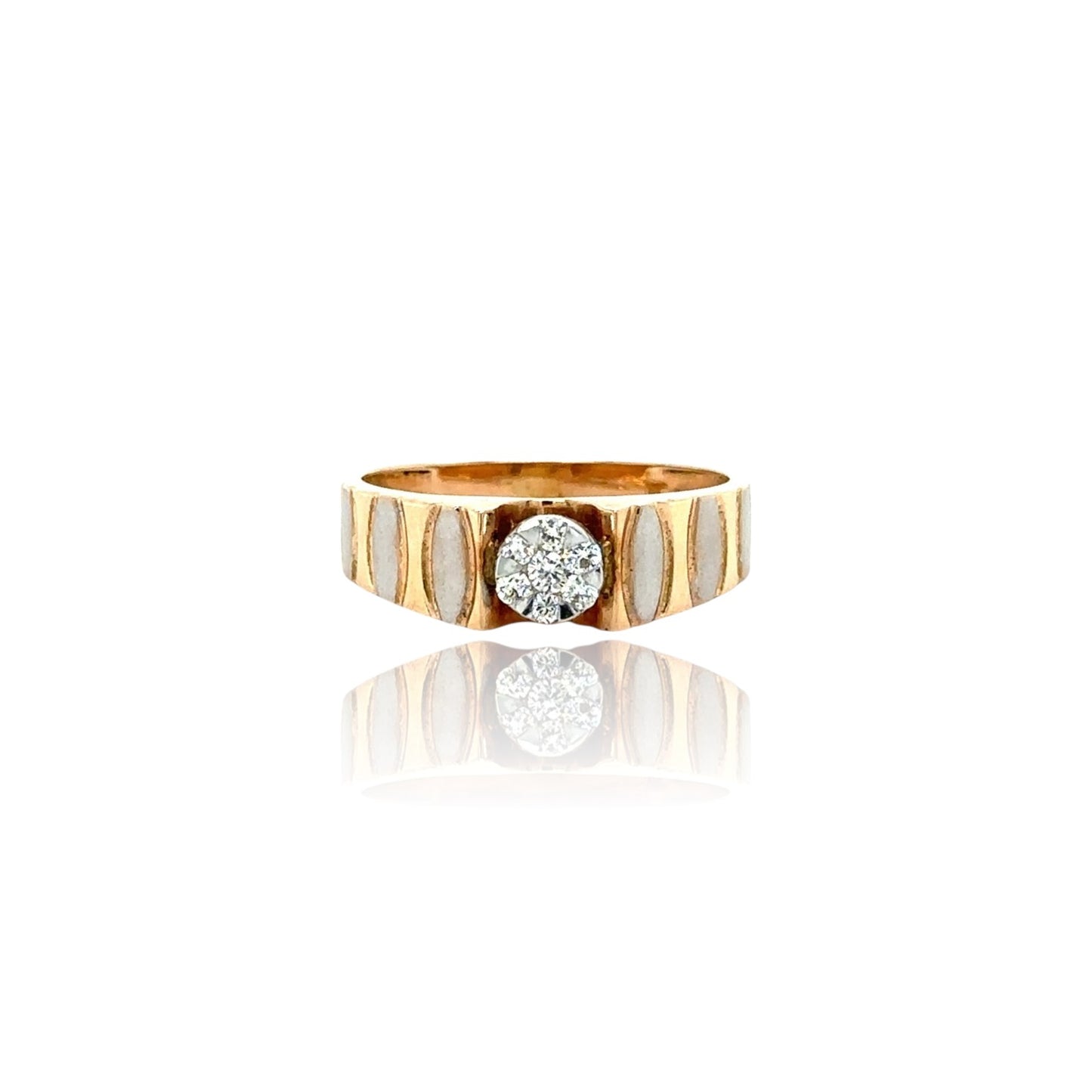 Elegant Diamond Men's Ring with Textured Band