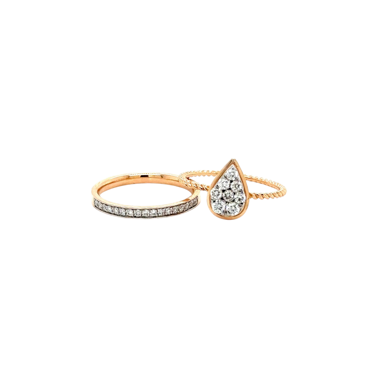 Chic Diamond Stacking Rings with Pear-Cut Accent