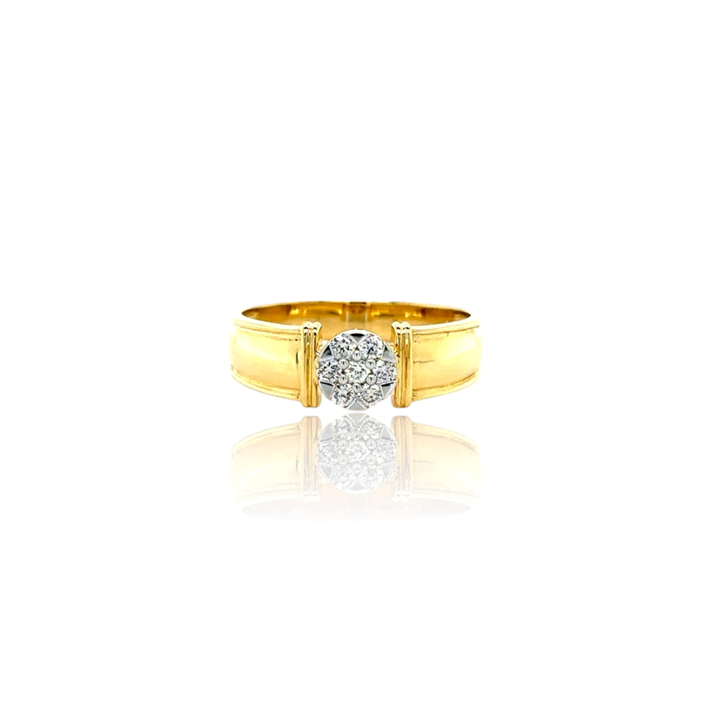 Classic Diamond Men's Ring with Polished Gold Band