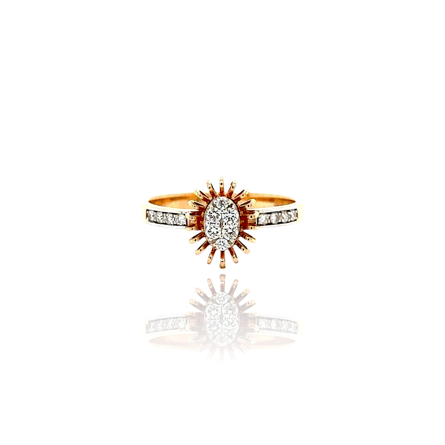 Sunburst Diamond Halo Ring