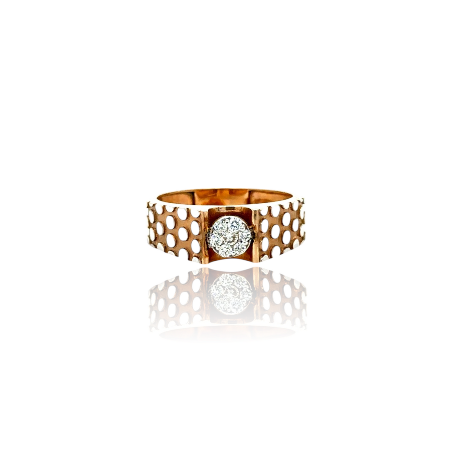 Modern Diamond Men's Ring with Unique Perforated Design