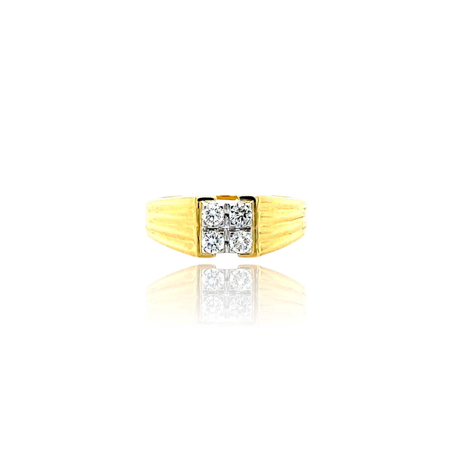 Bold Gold Men's Ring with Quad Diamond Setting