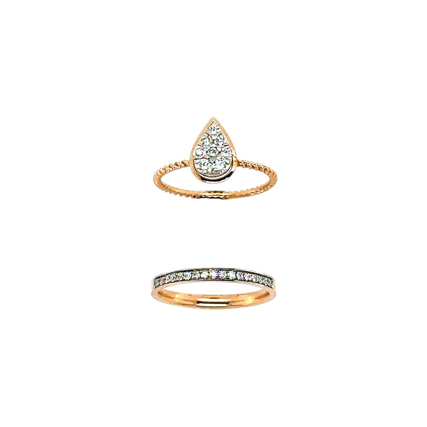 Chic Diamond Stacking Rings with Pear-Cut Accent