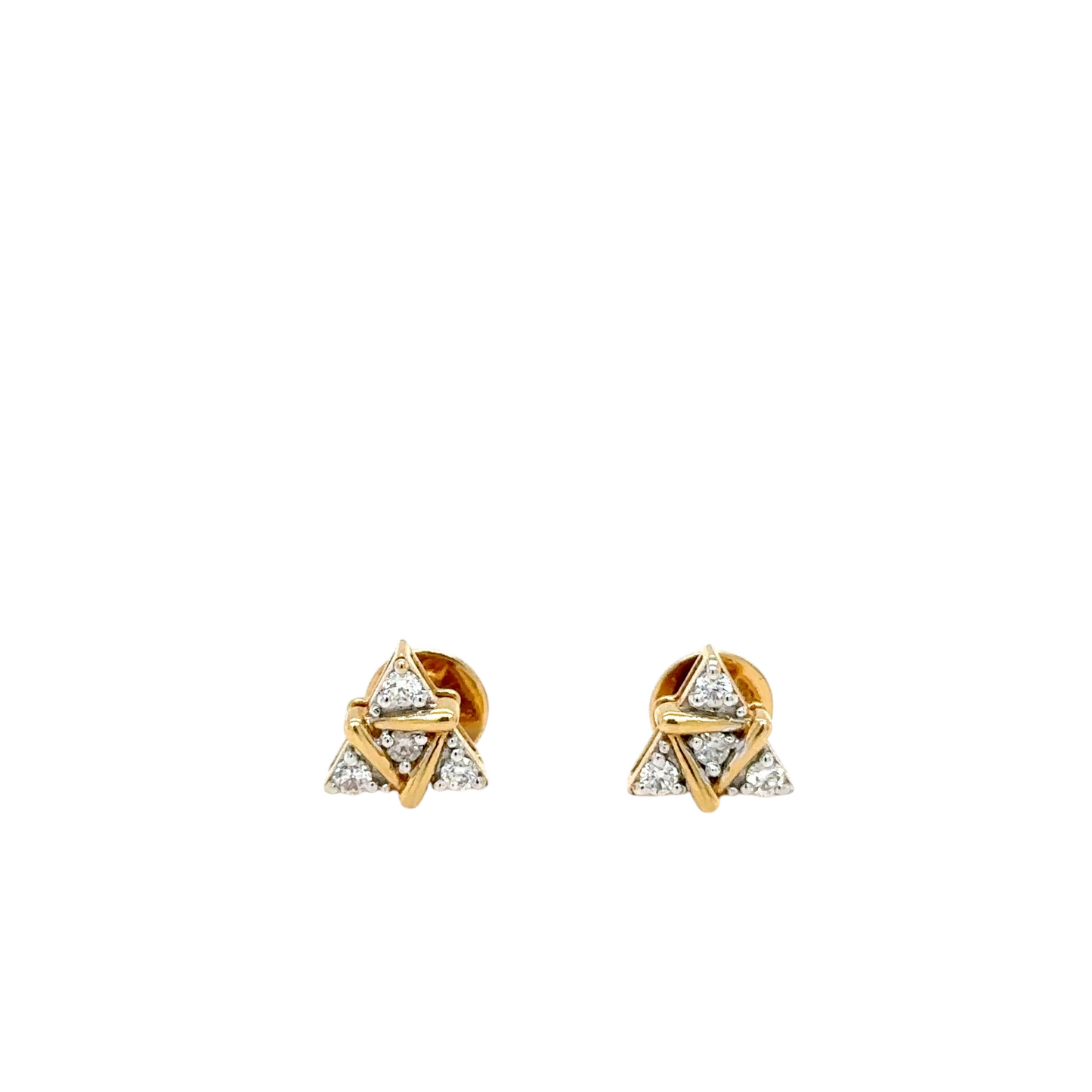 Geometric Diamond Triangle Studs