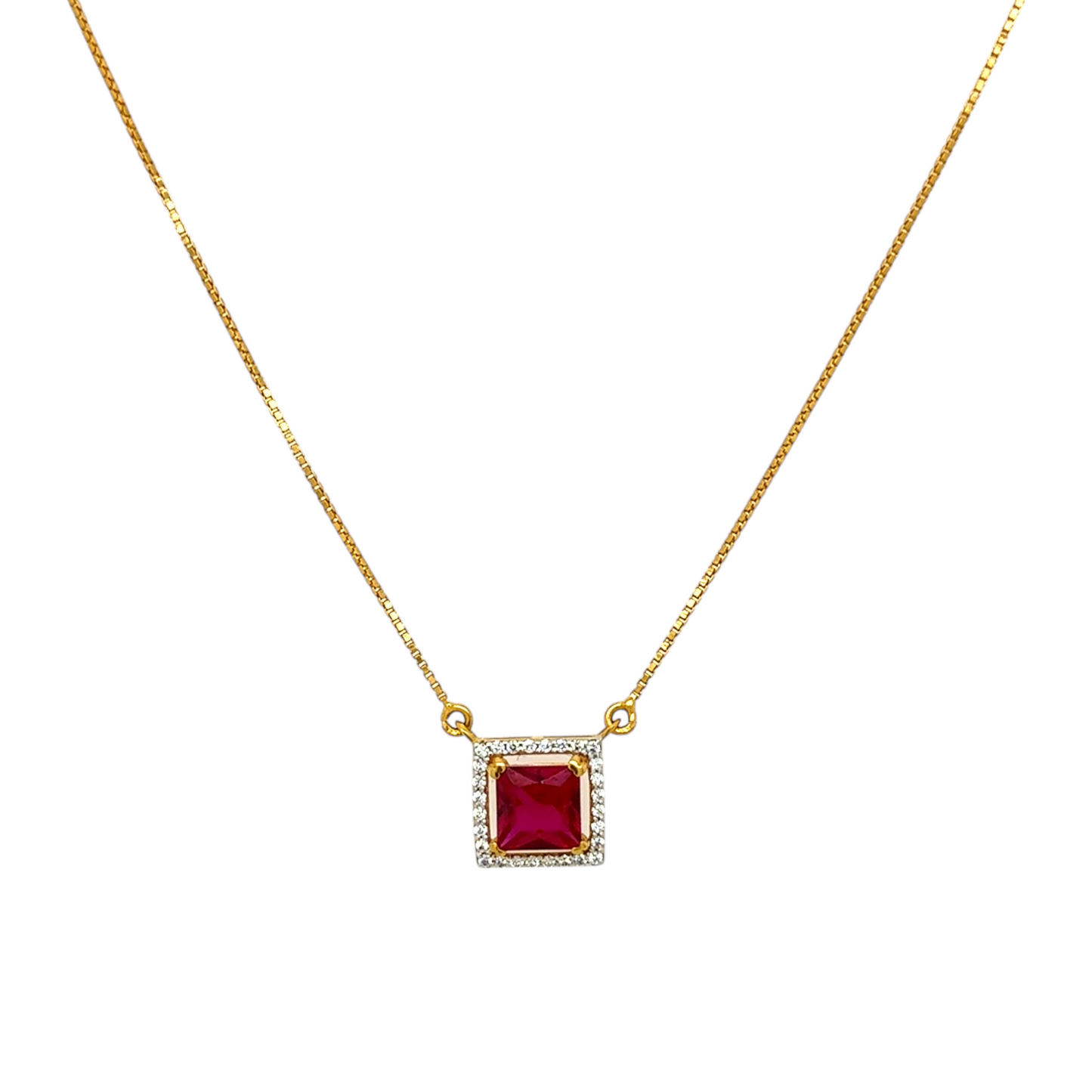 Gold Chain with Regal Ruby Centerpiece