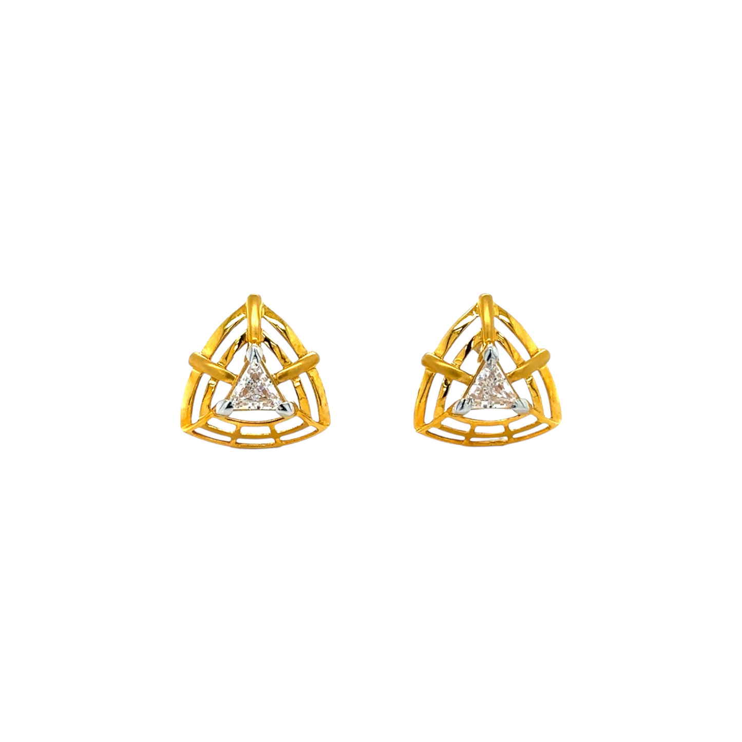 Trinity Frame Gold Stud Earrings