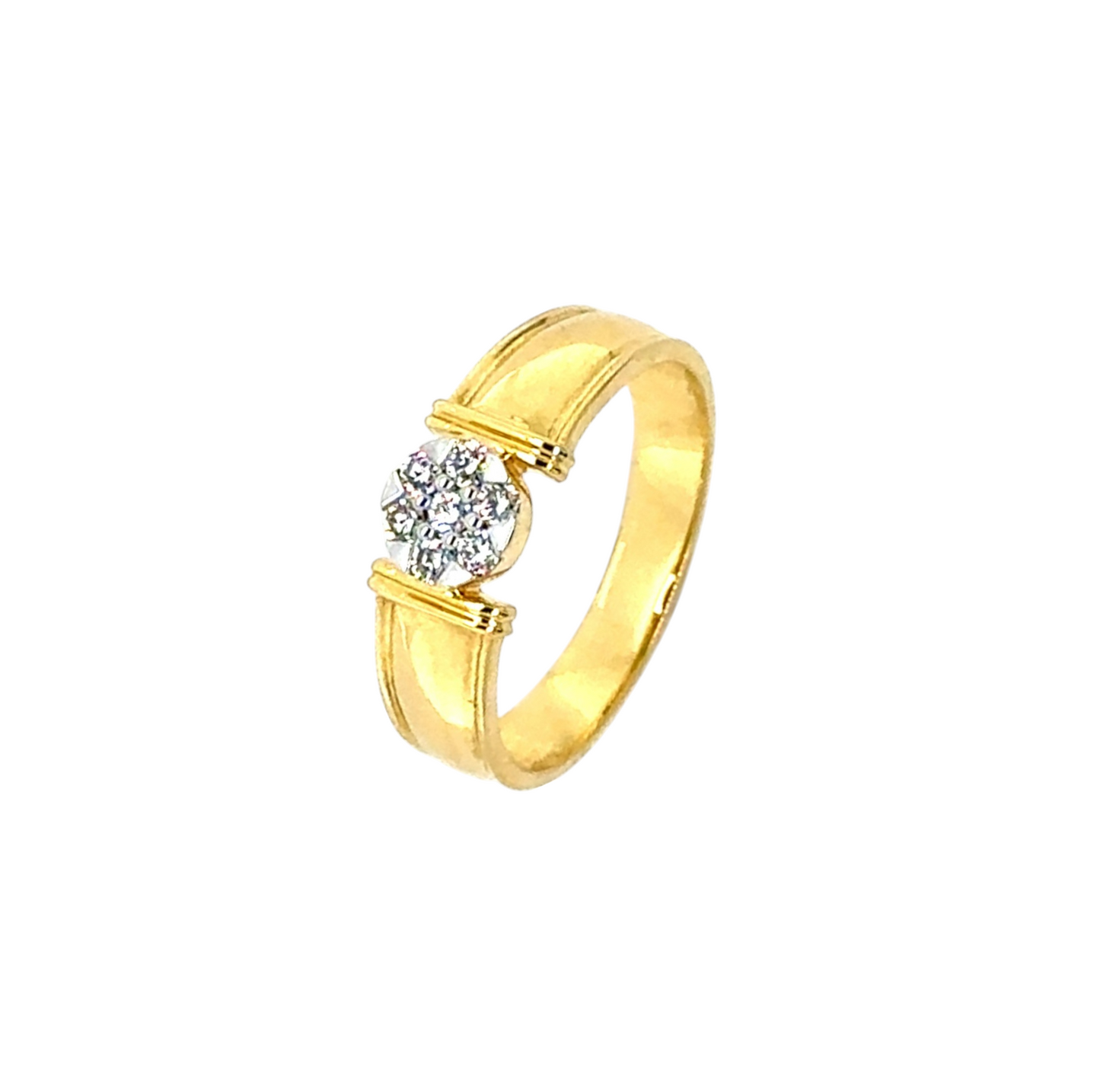 Classic Diamond Men's Ring with Polished Gold Band