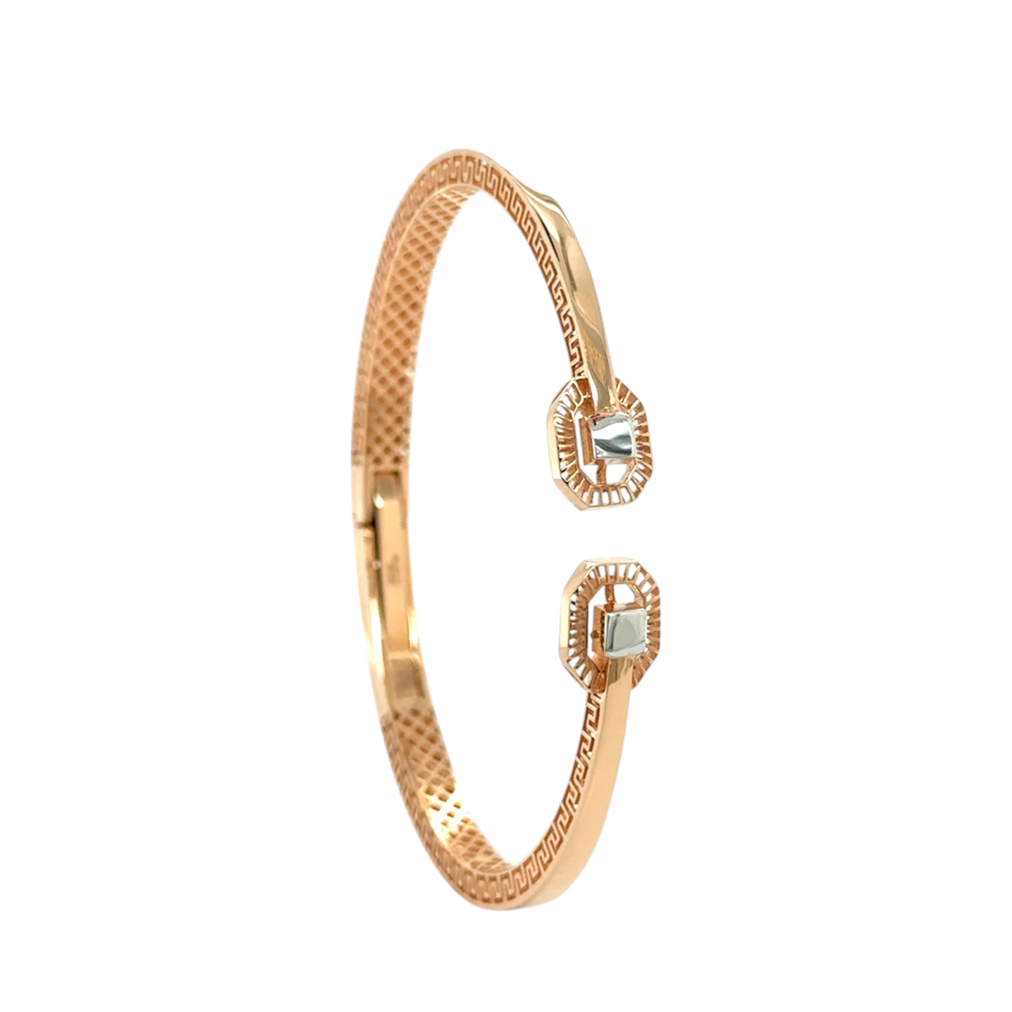 Gold Open Cuff Bracelet with Geometric Accents