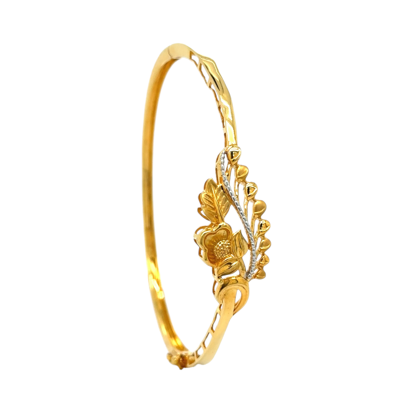 Floral Gold Bracelet with Elegant Leaf Motif