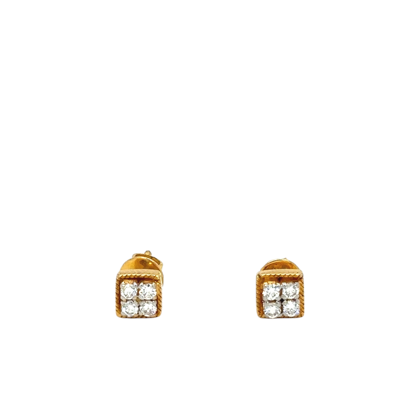 Classic Gold and Diamond Square Studs