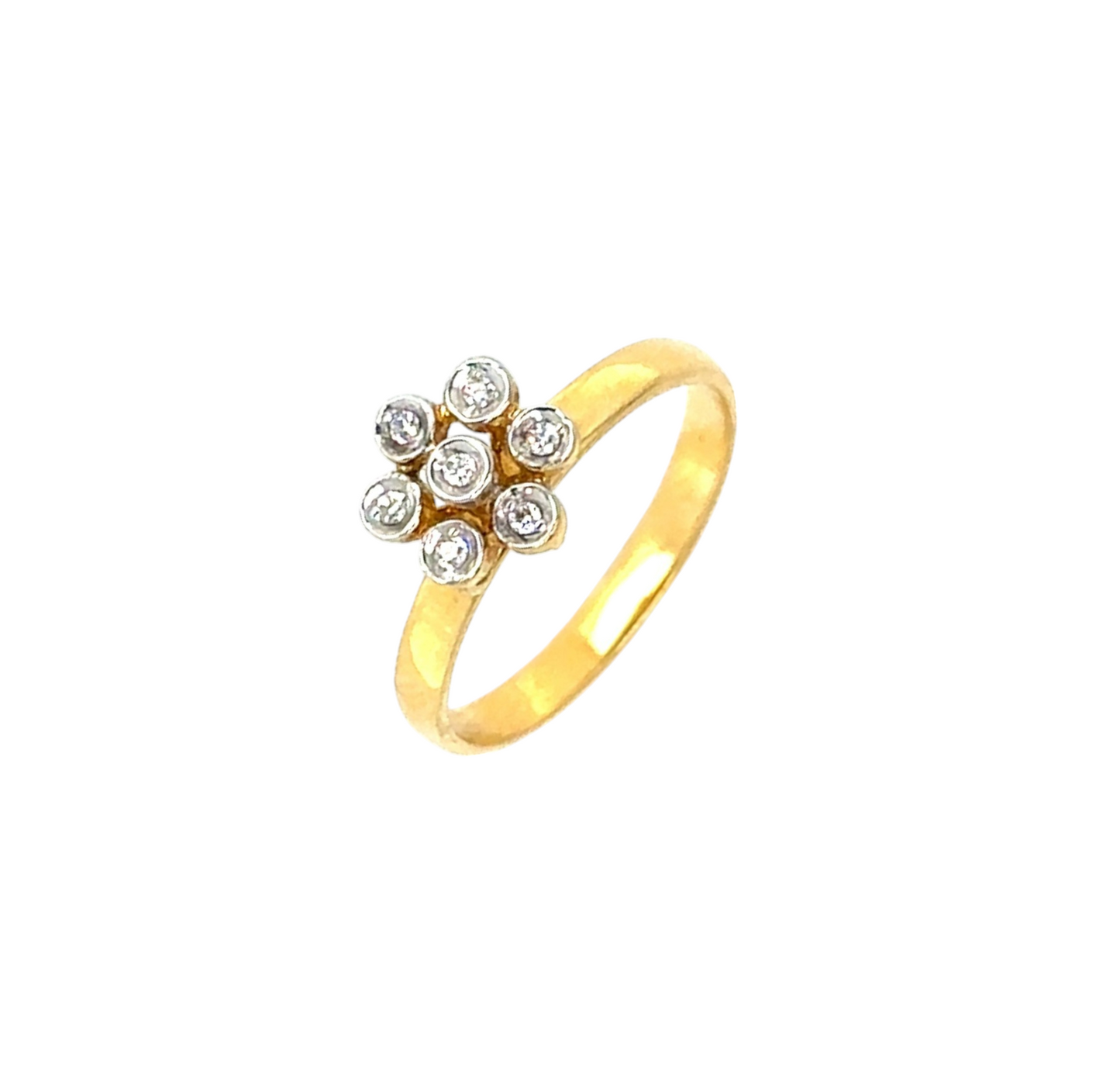 Bezel Set Floral Diamond Ring