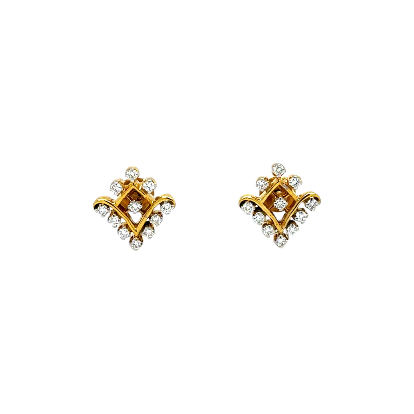 Geometric Elegance Diamond Stud Earrings