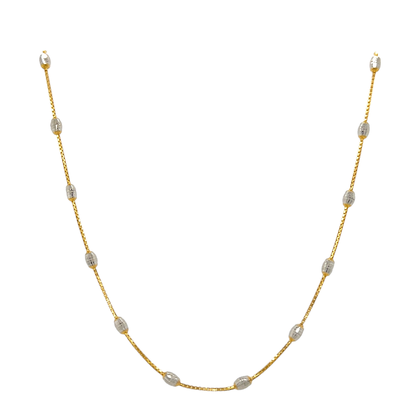 Elegant Gold Chain with Silver Bead Accents