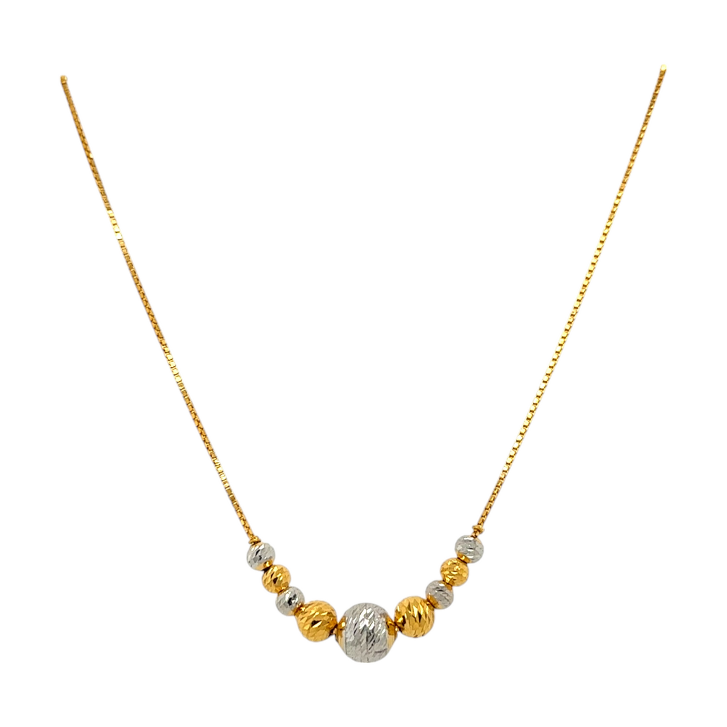 Gold Chain with Two-Tone Beaded Centerpiece