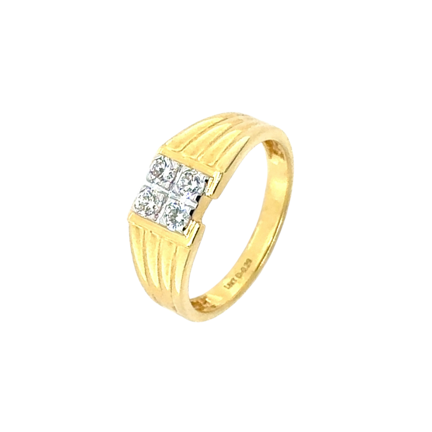 Bold Gold Men's Ring with Quad Diamond Setting