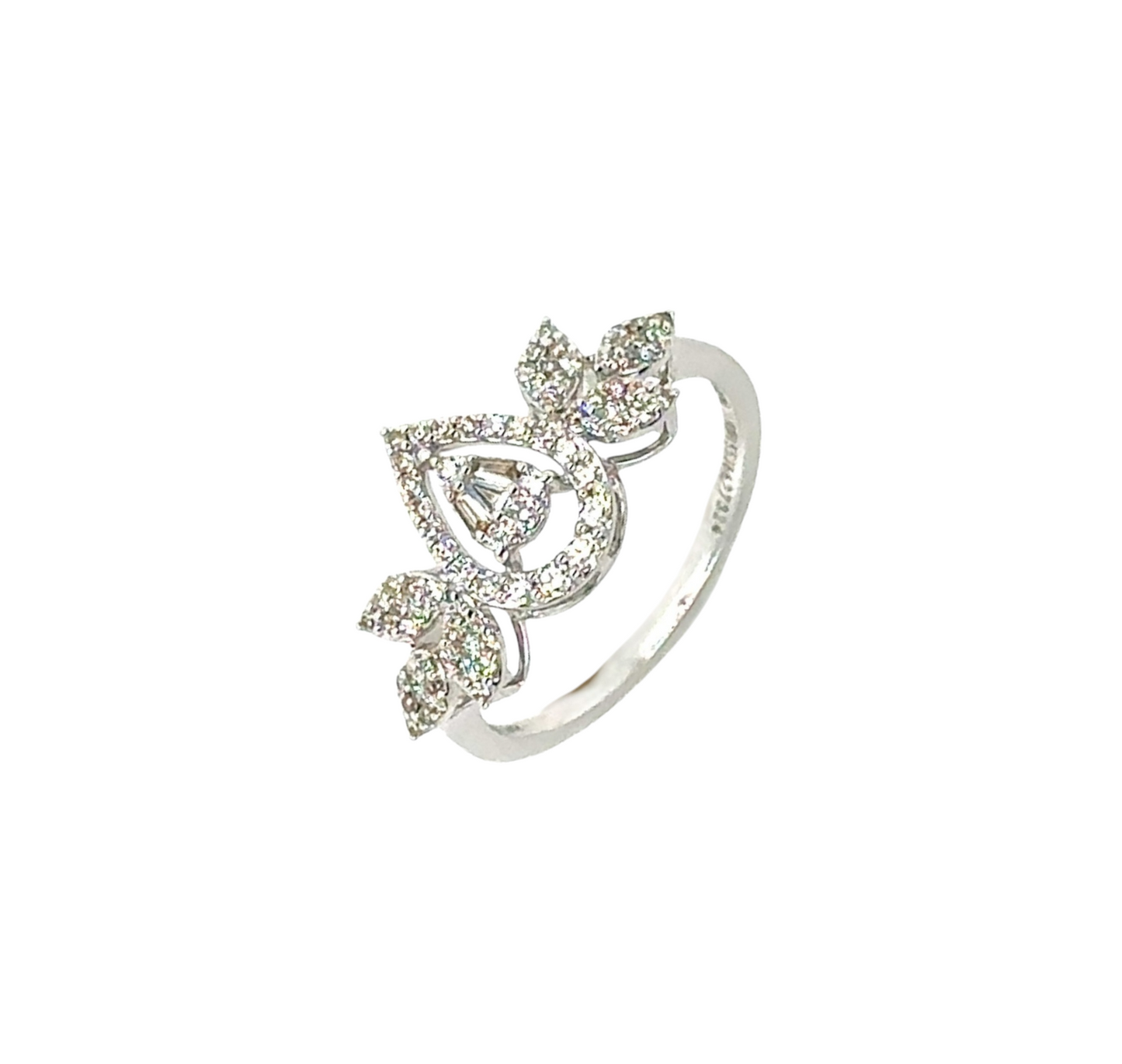Leafy Diamond Teardrop Ring