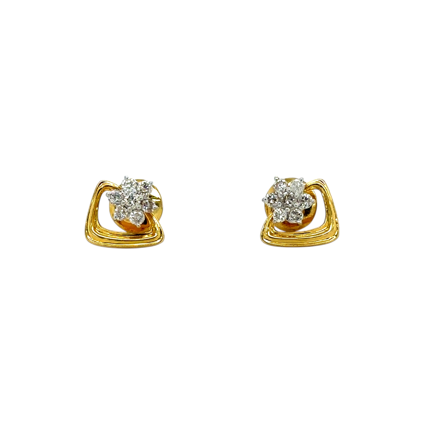 Modern Floral Diamond Stud Earrings