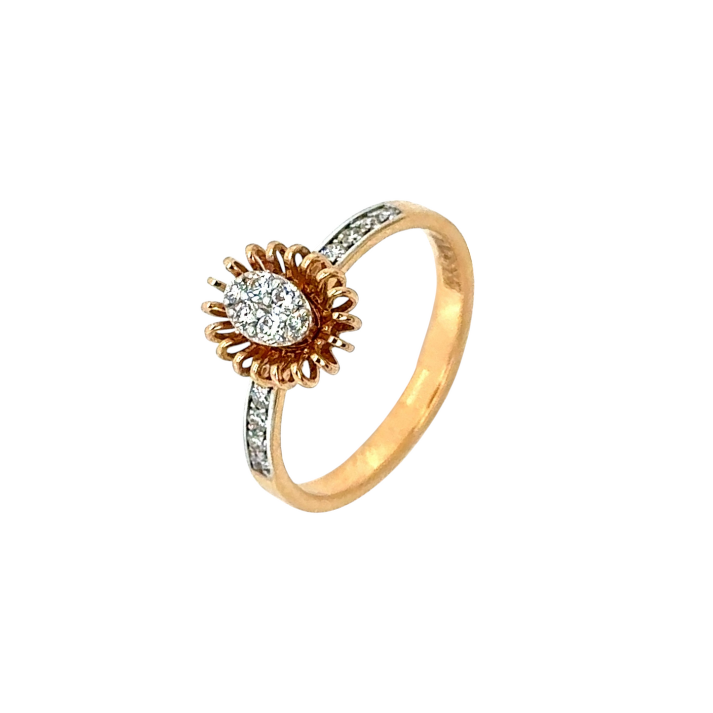 Sunburst Diamond Halo Ring