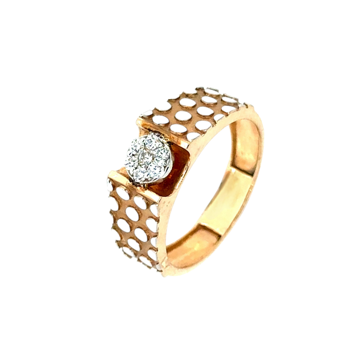 Modern Diamond Men's Ring with Unique Perforated Design