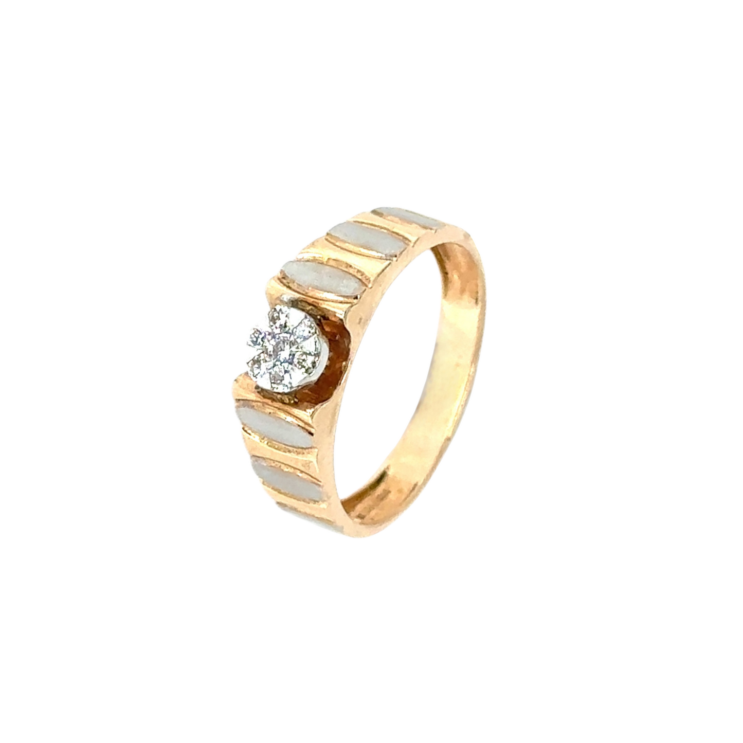 Elegant Diamond Men's Ring with Textured Band