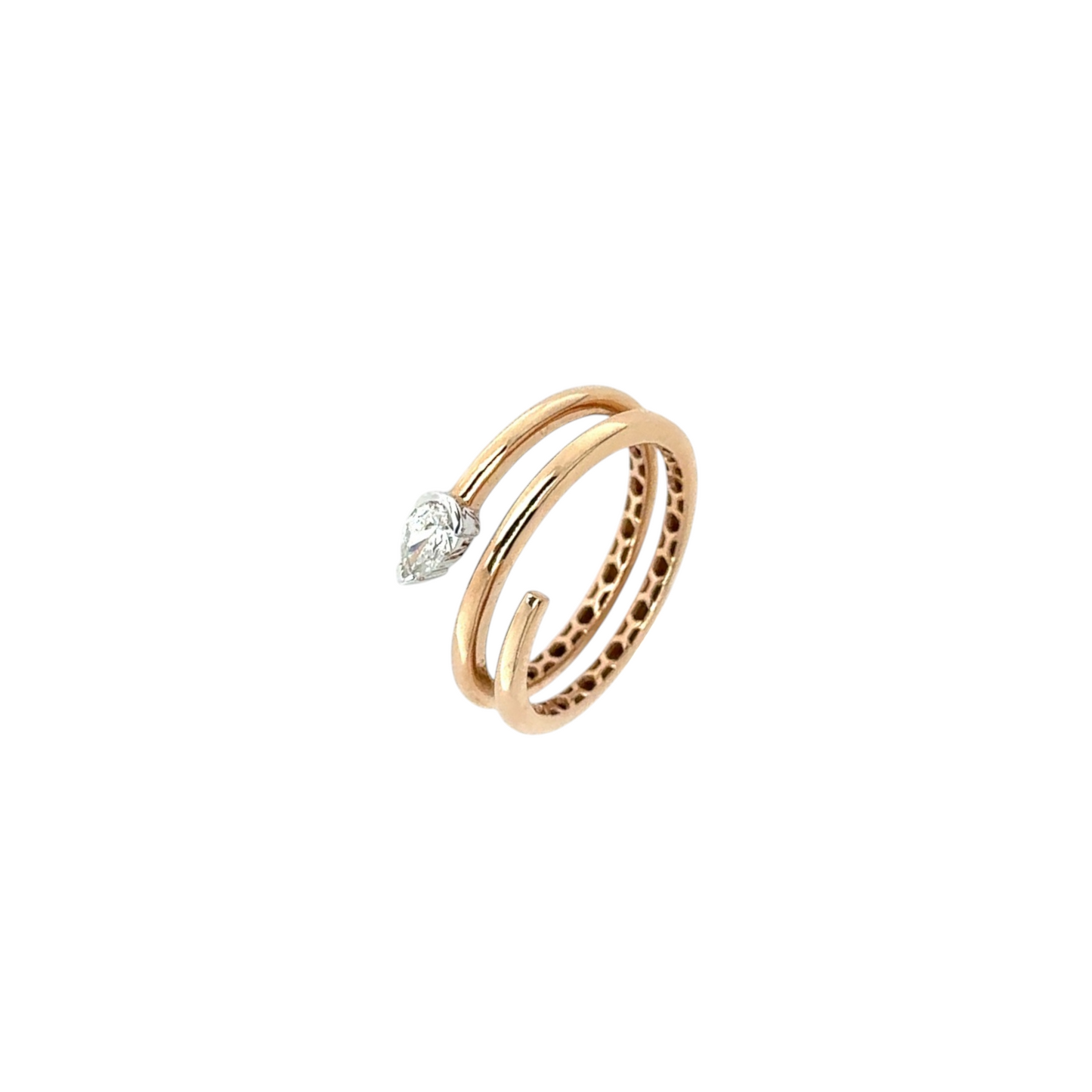 Elegant Pear-Cut Diamond Rose Gold Wrap Ring