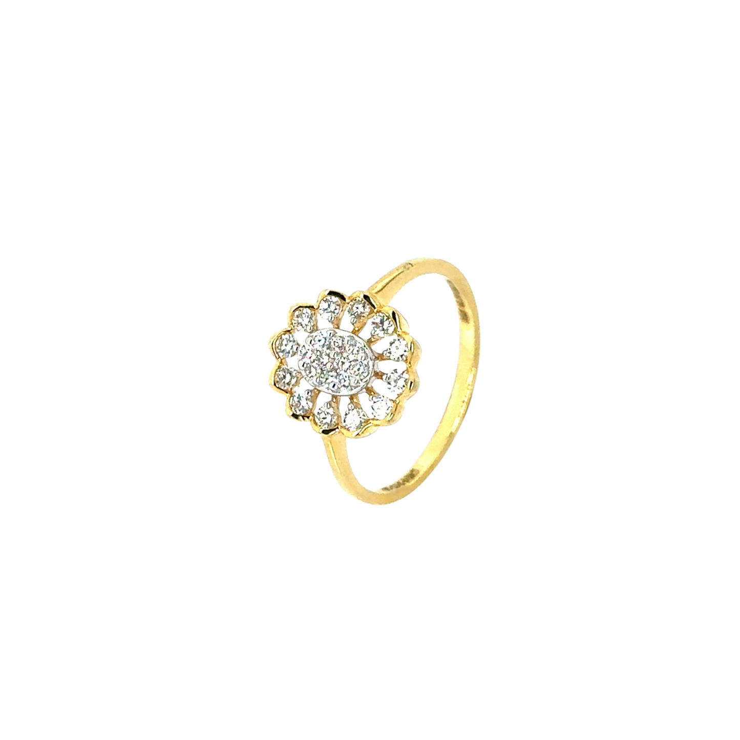Dazzling Floral Diamond Ring in Gold Finish