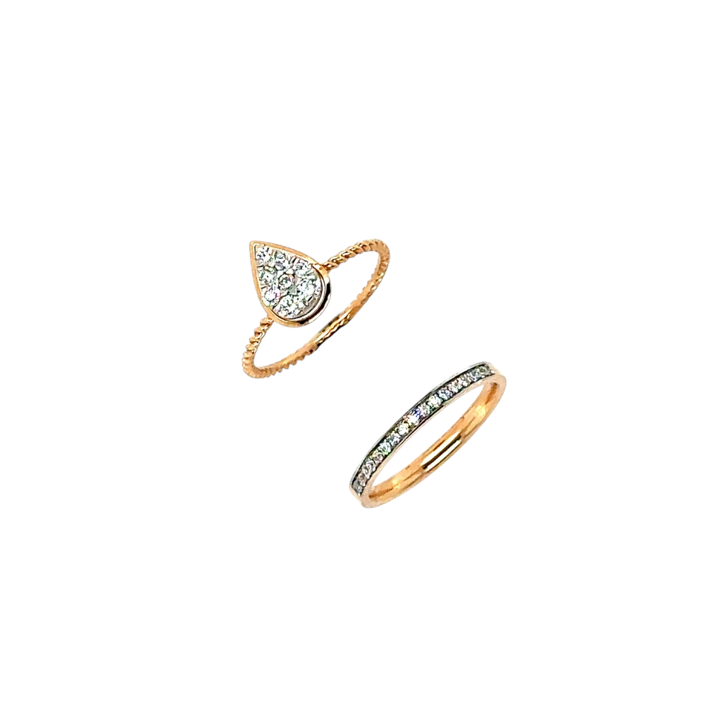Chic Diamond Stacking Rings with Pear-Cut Accent