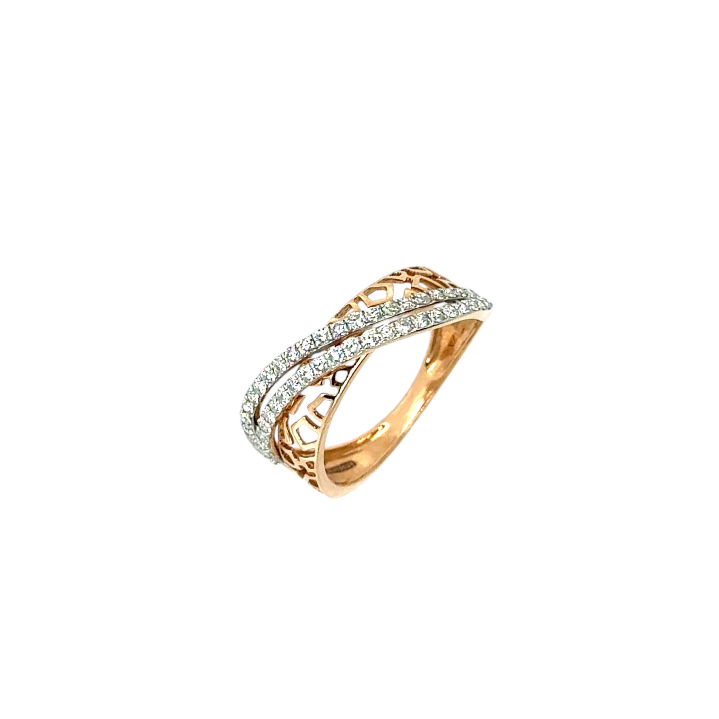 Intricate Diamond Crossover Ring