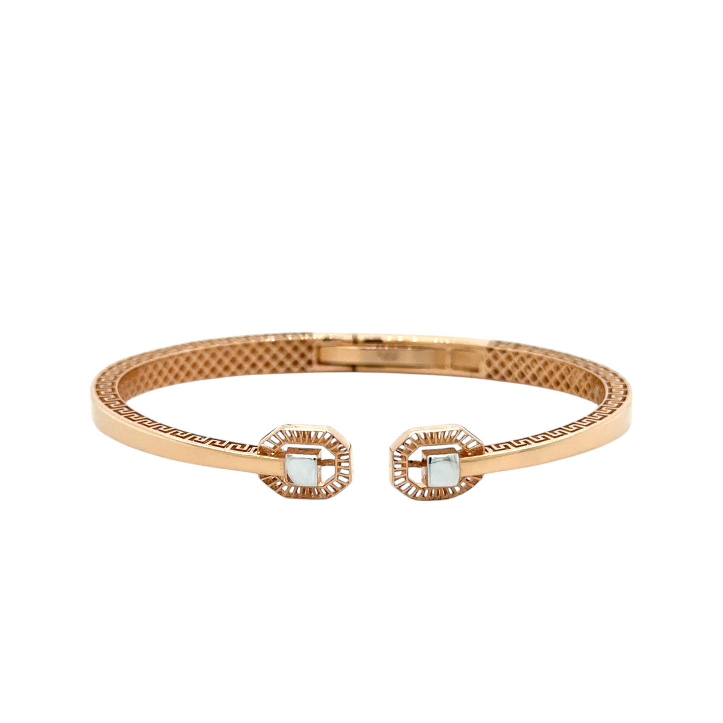 Gold Open Cuff Bracelet with Geometric Accents