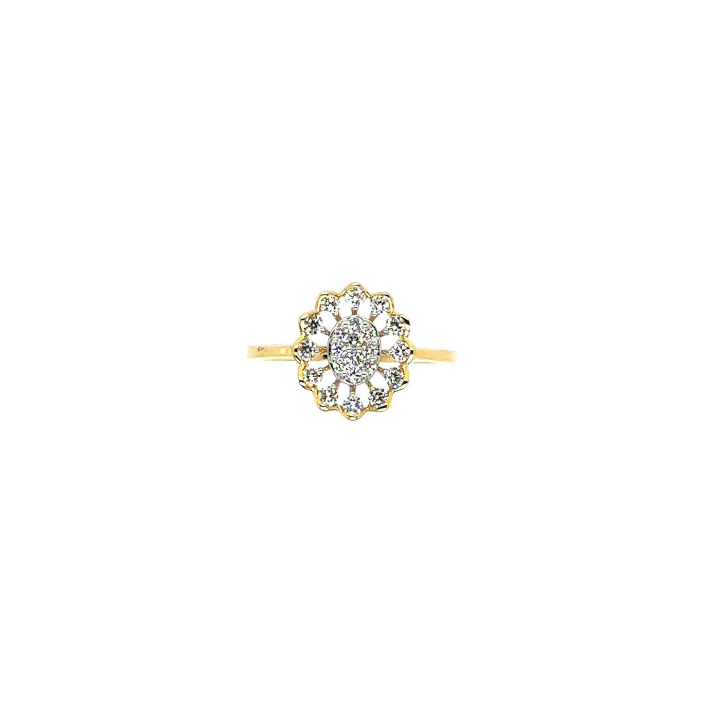 Dazzling Floral Diamond Ring in Gold Finish
