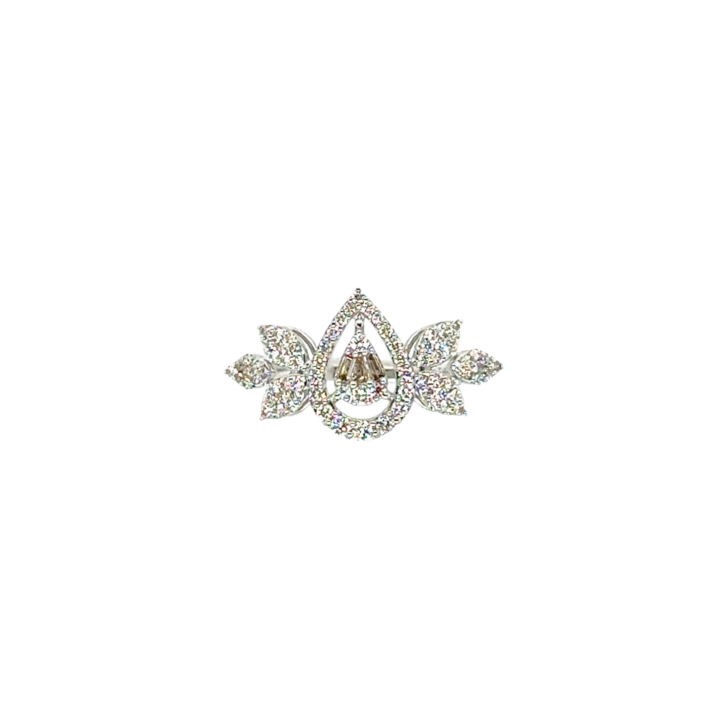 Leafy Diamond Teardrop Ring