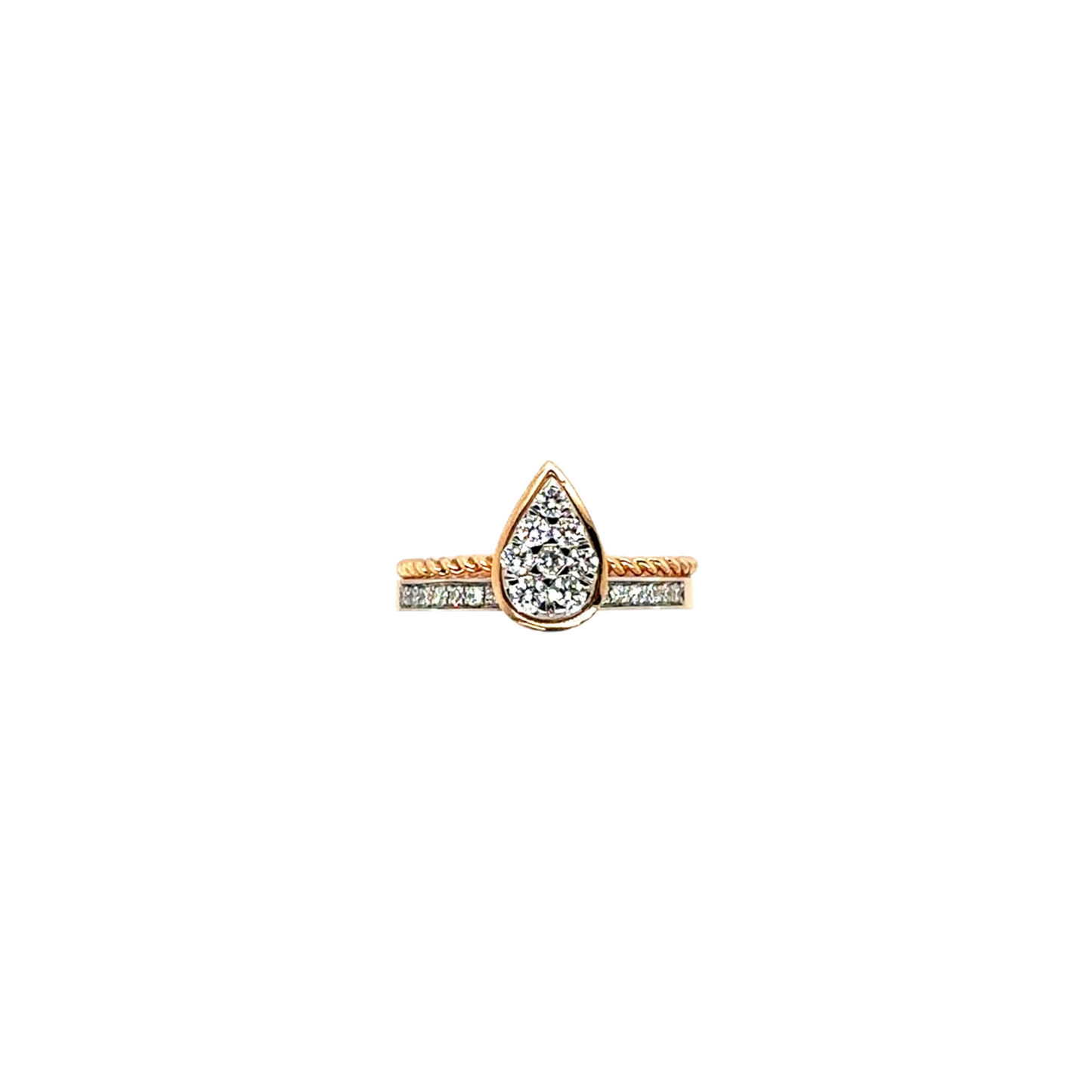Chic Diamond Stacking Rings with Pear-Cut Accent