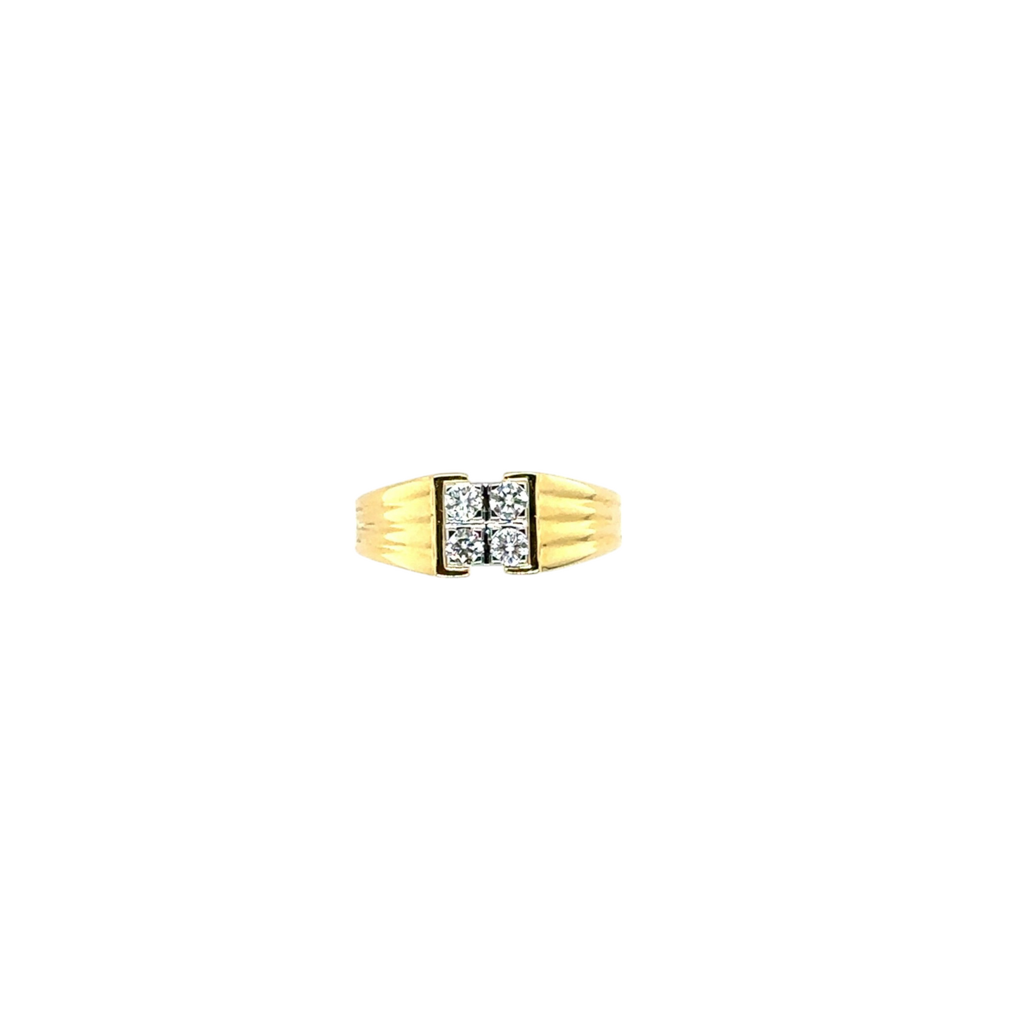 Bold Gold Men's Ring with Quad Diamond Setting