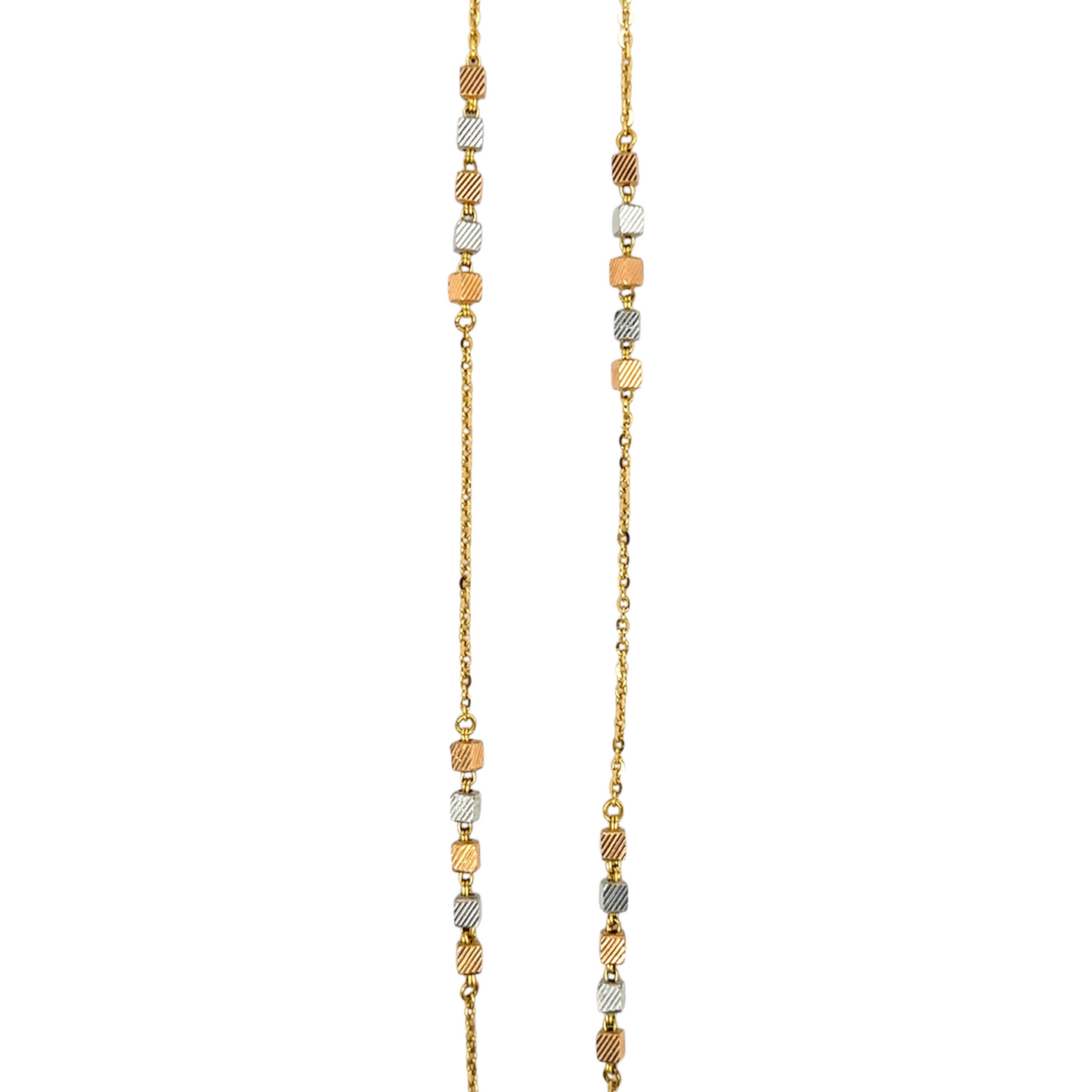 Two-Tone Gold Chain with Textured Cube Beads