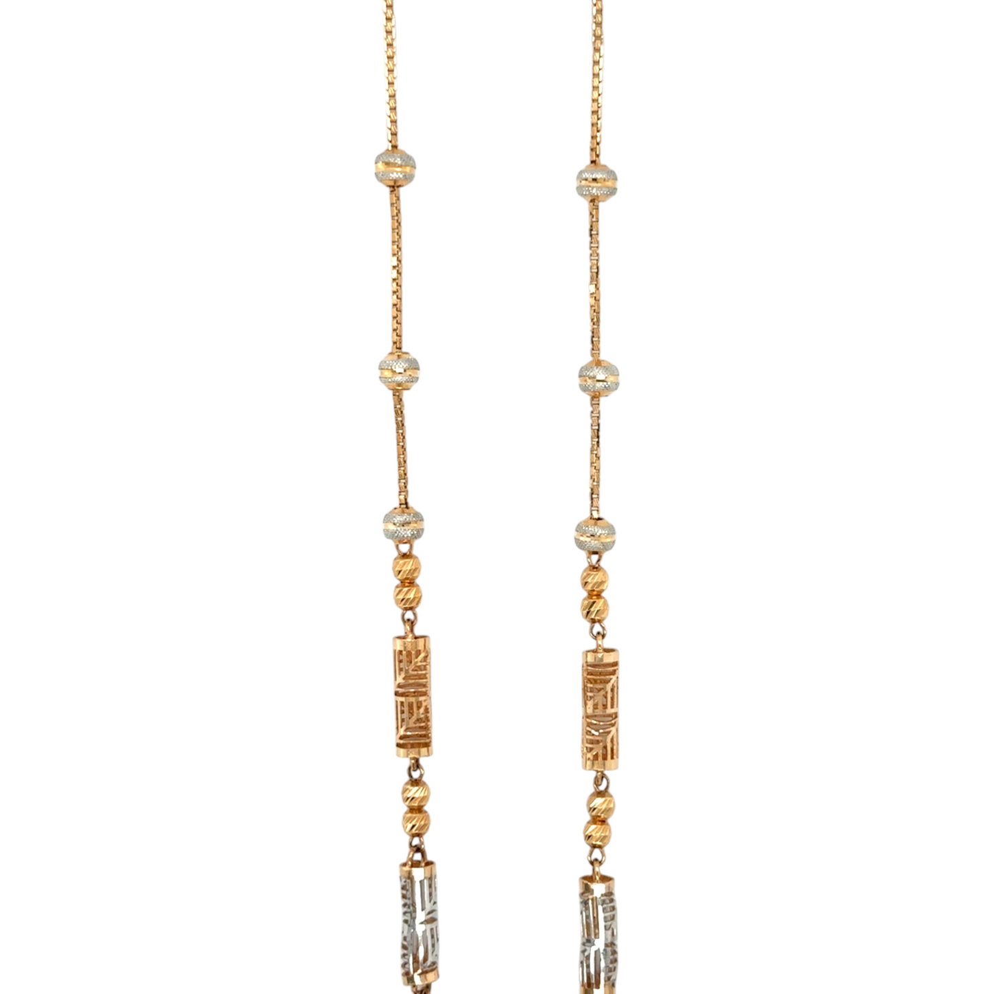 Artistic Dual-Tone Cylindrical Bead Chain