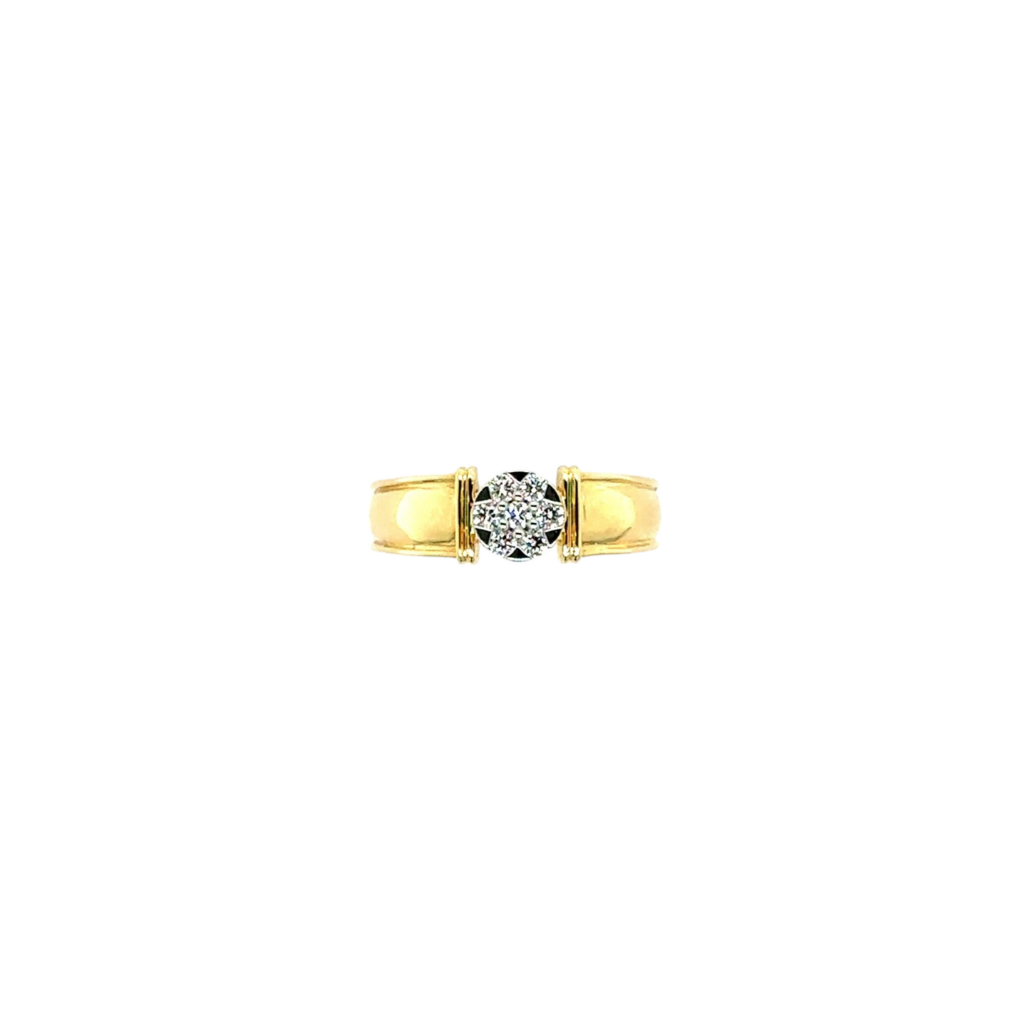 Classic Diamond Men's Ring with Polished Gold Band