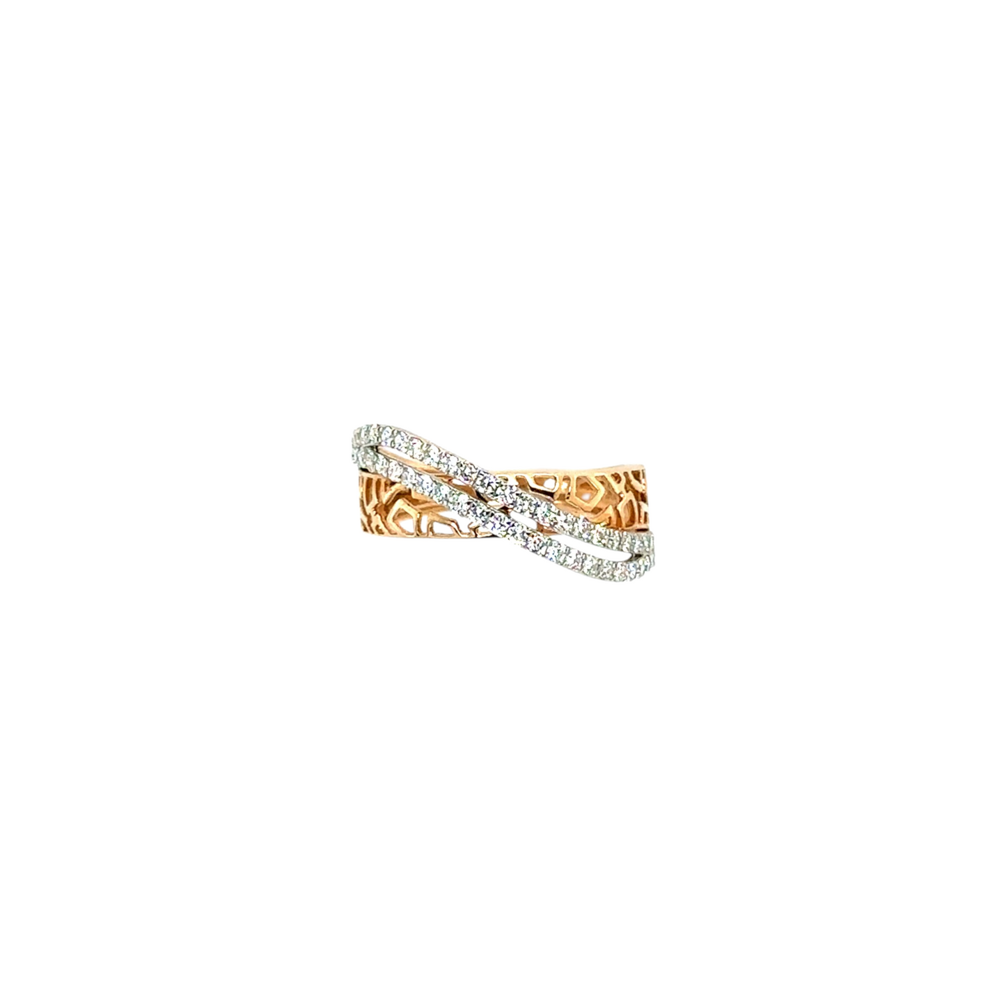 Intricate Diamond Crossover Ring