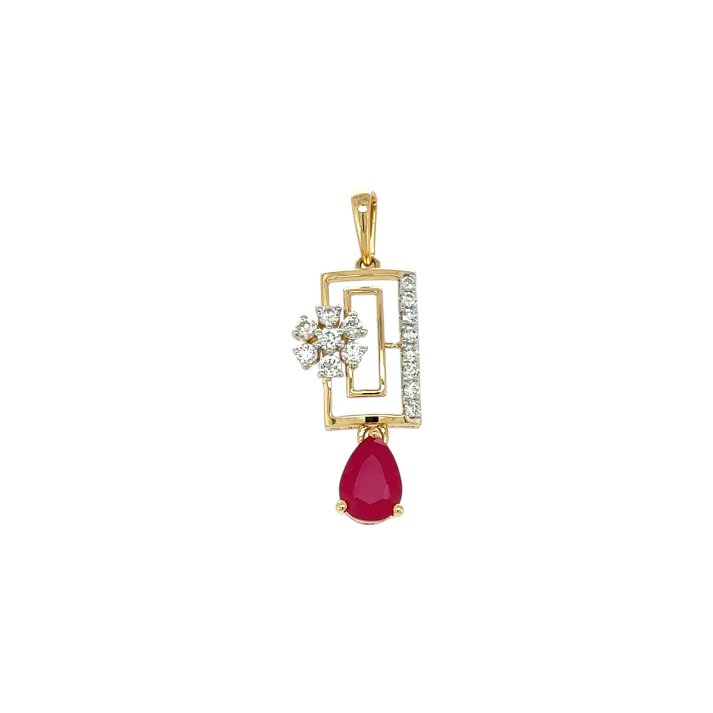 Gold Diamond and Ruby Pendant Set