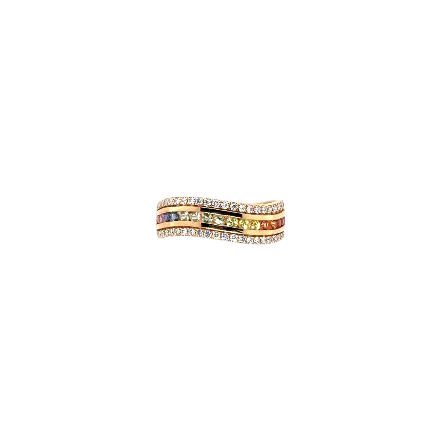 Rainbow Gemstone Band with Diamond Accents