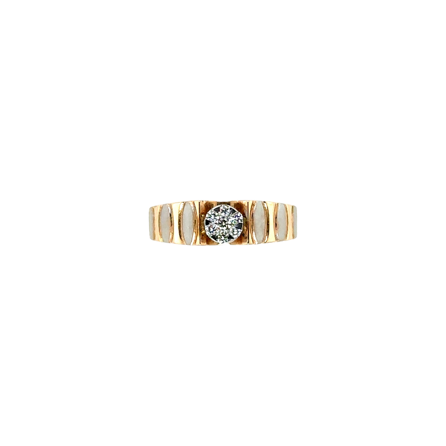Elegant Diamond Men's Ring with Textured Band