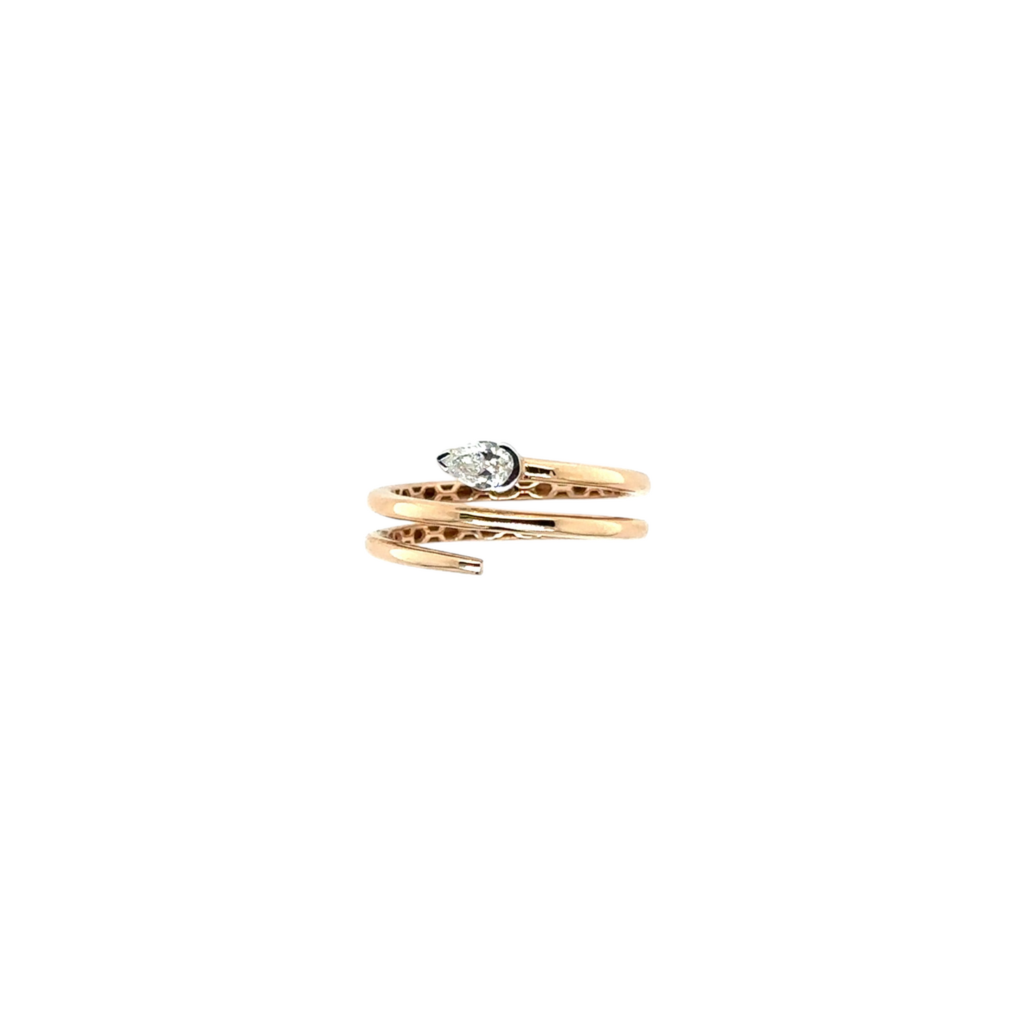 Elegant Pear-Cut Diamond Rose Gold Wrap Ring
