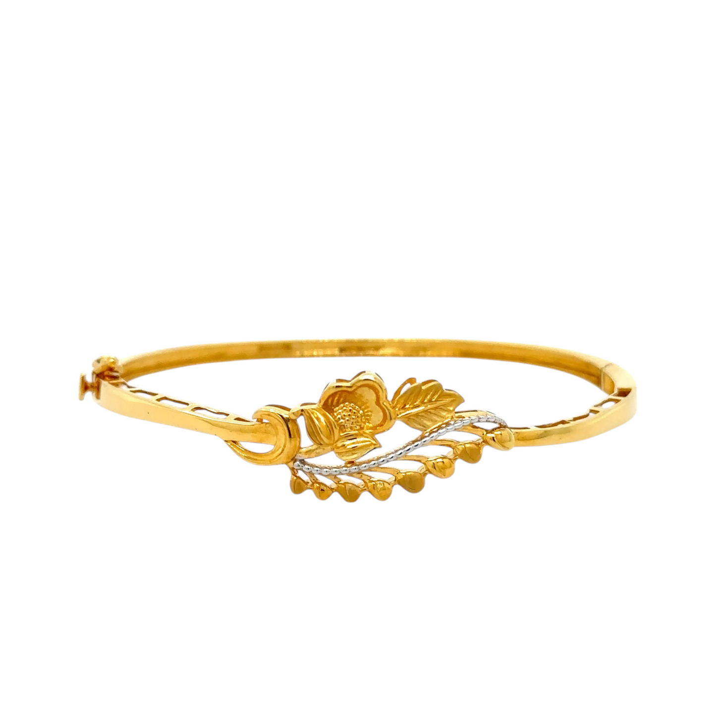 Floral Gold Bracelet with Elegant Leaf Motif