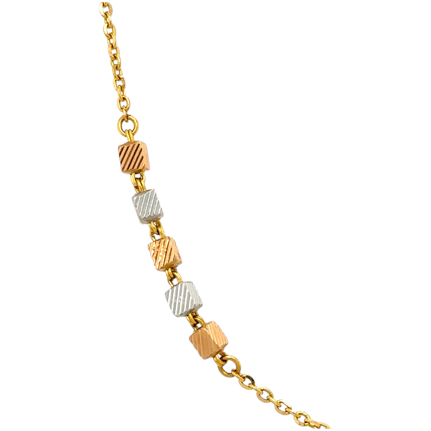 Two-Tone Gold Chain with Textured Cube Beads