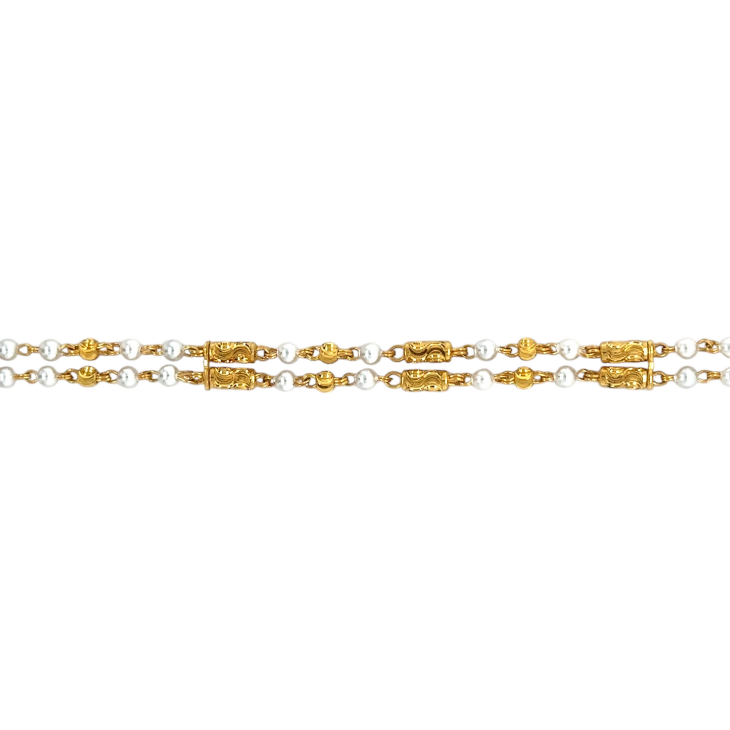 Gold and Pearl Dual-Strand Bracelet
