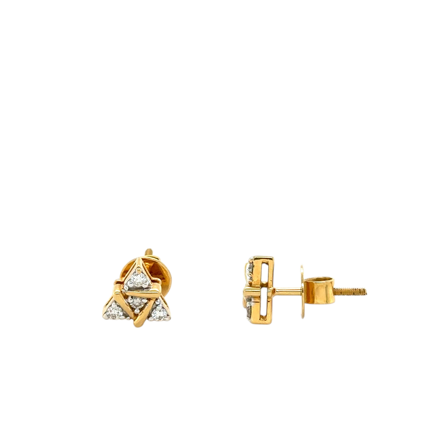 Geometric Diamond Triangle Studs