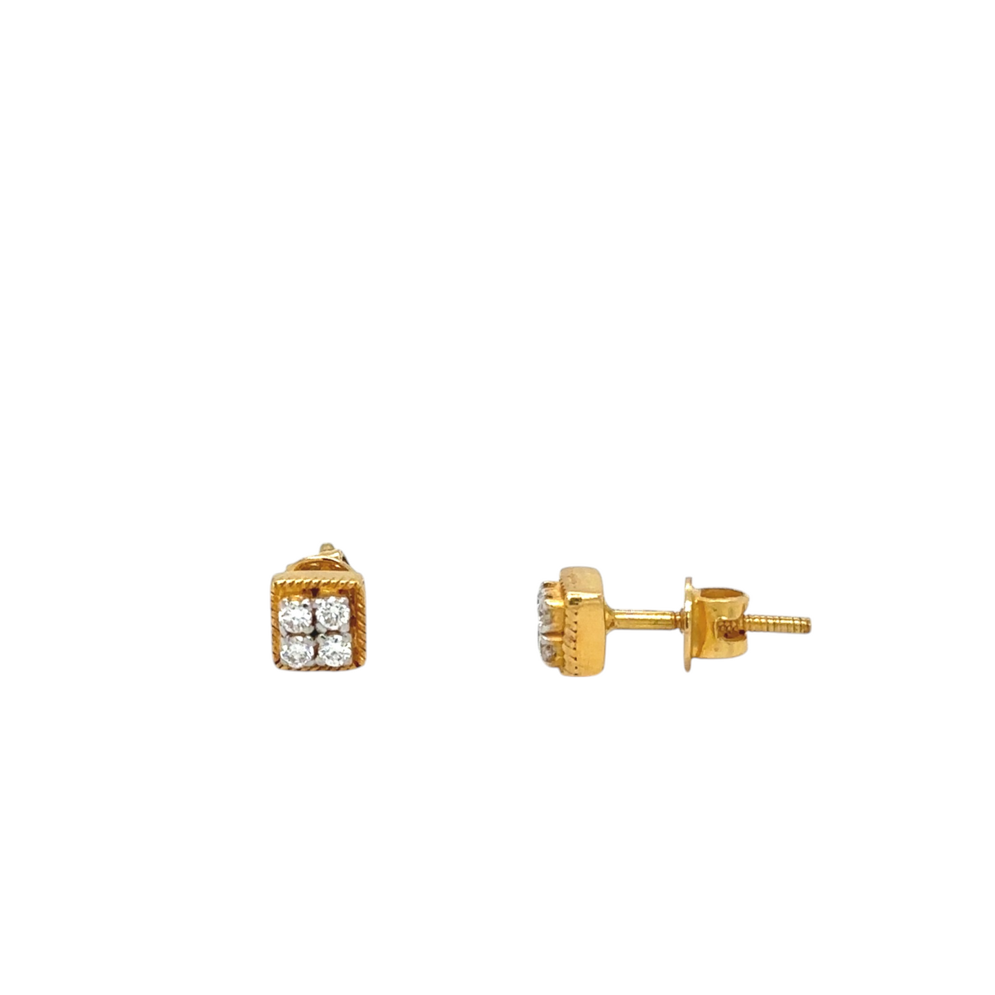 Classic Gold and Diamond Square Studs