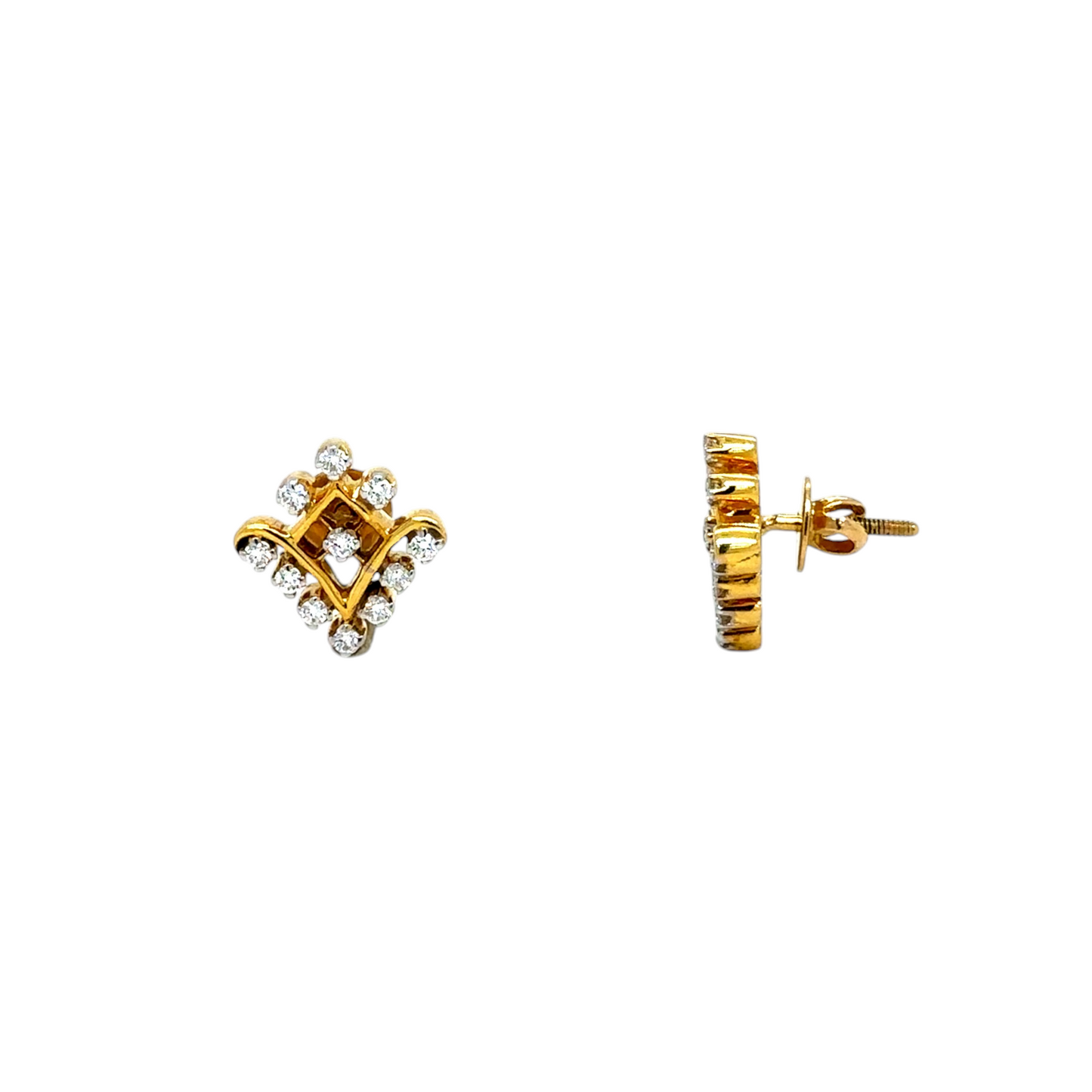 Geometric Elegance Diamond Stud Earrings