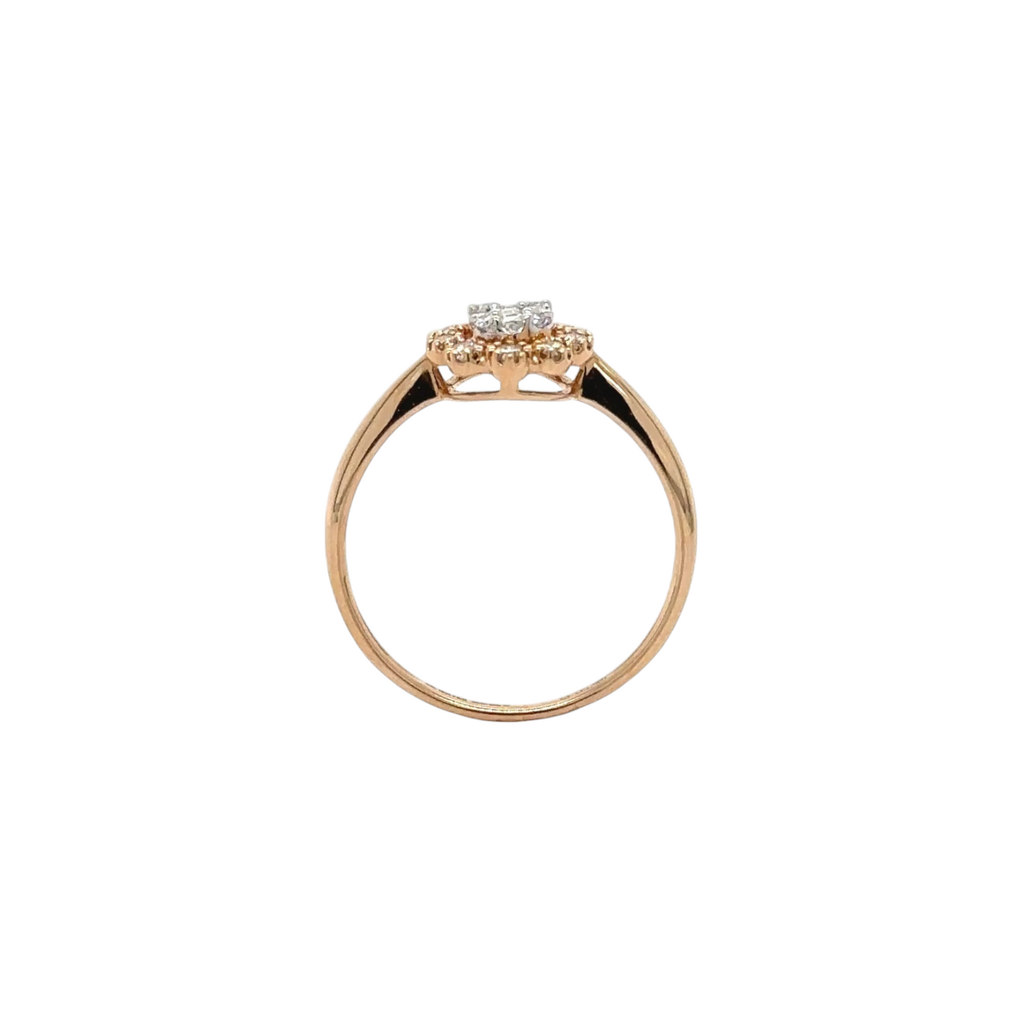 Vintage Floral Halo with Baguette Diamond Ring