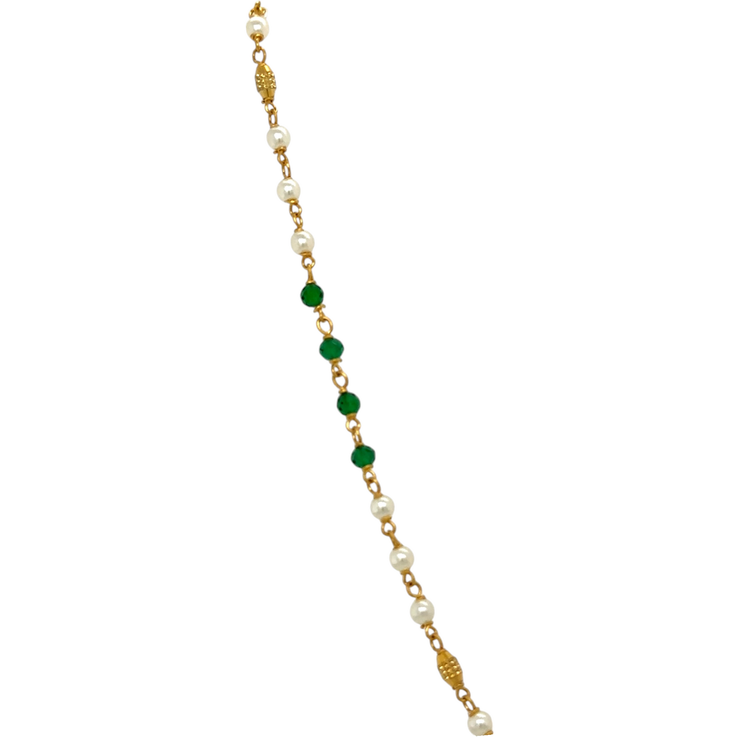 Gold Chain with Colorful Gemstone and Pearl Accents